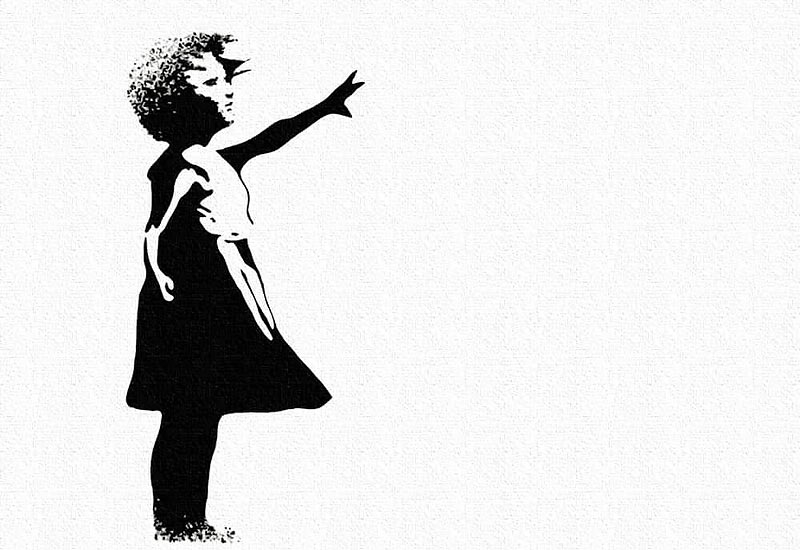 バンクシー(Banksy)風船と少女の無料待ち受け画像・スマホ壁紙(iphone/android)#1｜待ち受けPARADISE